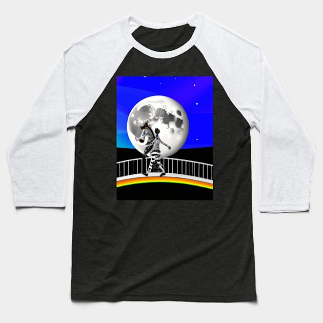 the moon and stars for space lovers who are in love with the stars and horses too Baseball T-Shirt by OMjan